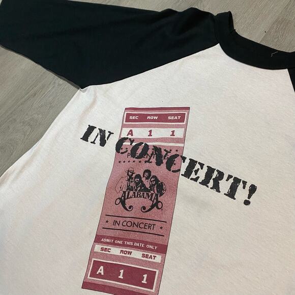 Vintage Alabama 1986 The Touch In Concert Wild Country Raglan Baseball Tee Large - Picture 2 of 8